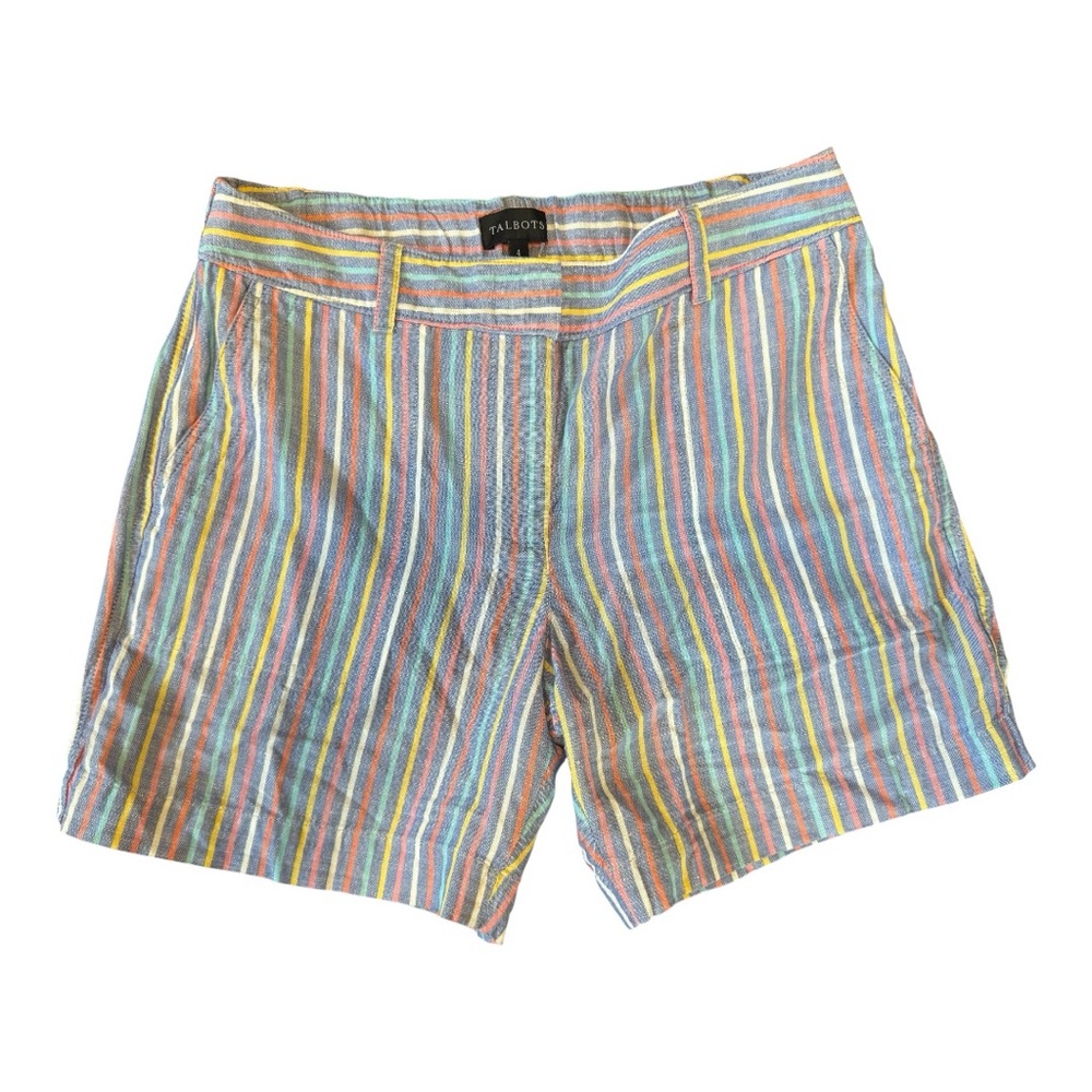 Talbots Linen Blend Pastel Stripe Shorts 4